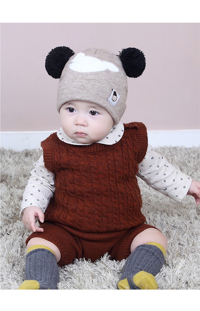 หมวกบีนนี่ลายมิกกี้แต่งหูปอมปอม TIANYIBEAR
