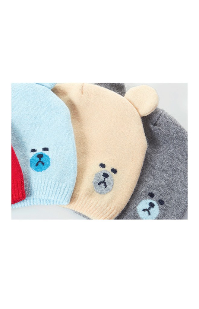 เซ็ตหมวกบีนนี่หมีน้อยแต่งหูน่ารักมาพร้อมผ้าสวมคอ GZMM