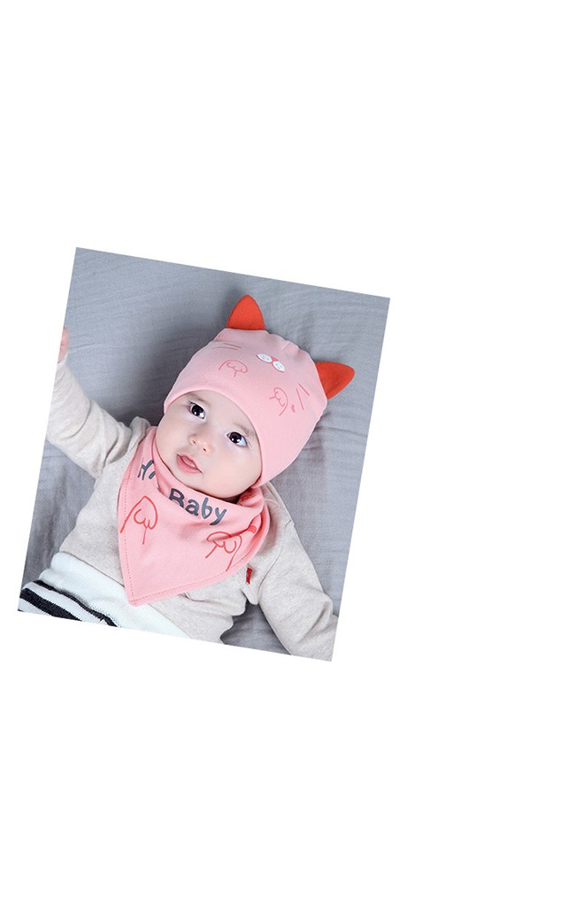เซ็ตหมวกแมวน้อยพร้อมผ้ากันเปื้อนสามเหลี่ยม Hi! Baby