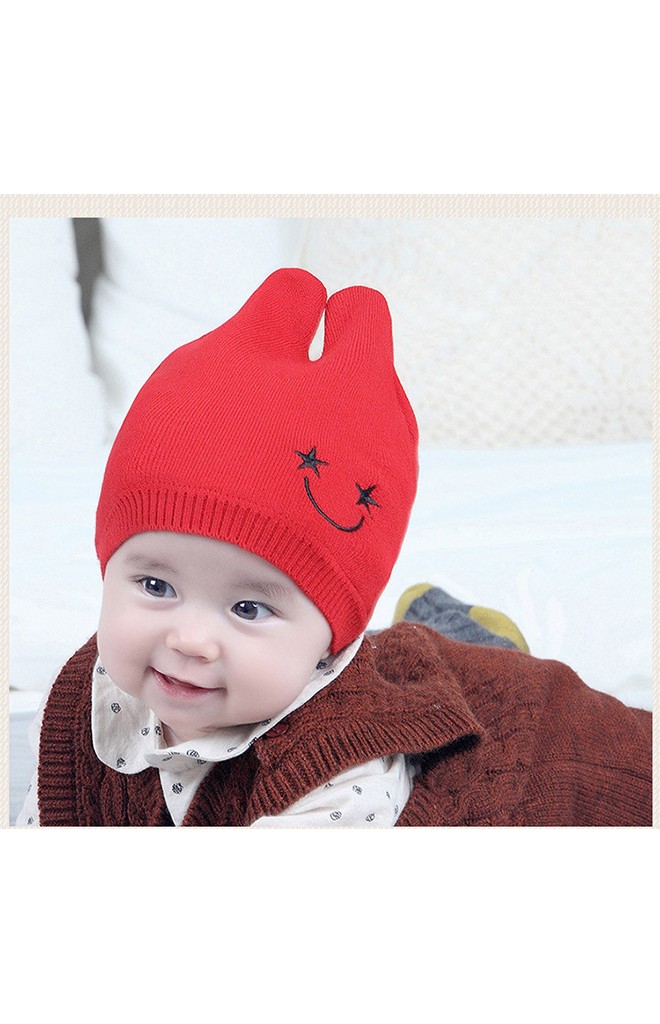 หมวกบีนนี่เด็กปักปากยิ้มรูปดาวหูตั้ง