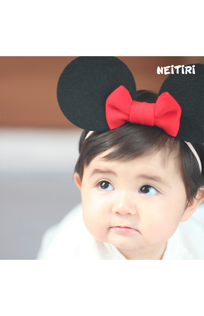 สายคาดผมหูมิกกี้ดำแต่งโบว์สดใส Angel Neitiri