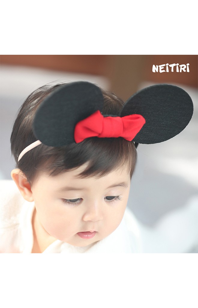 สายคาดผมหูมิกกี้ดำแต่งโบว์สดใส Angel Neitiri
