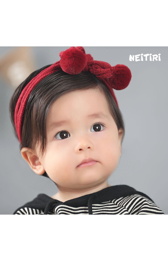 สายคาดผมไหมพรมปลายแต่งปอมแบบผูกเอง จาก Angel Neitiri