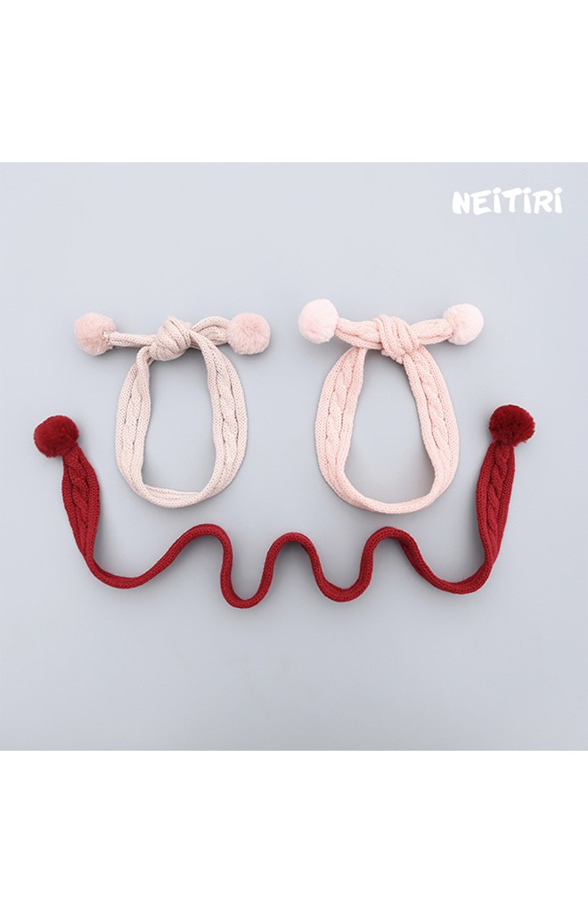 สายคาดผมไหมพรมปลายแต่งปอมแบบผูกเอง จาก Angel Neitiri