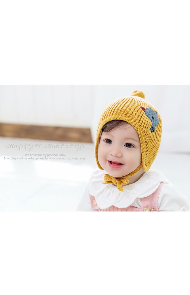 หมวกไหมพรมยอดแหลมแต่งลูกเจี๊ยบหัวโตน่ารัก TUTUYA