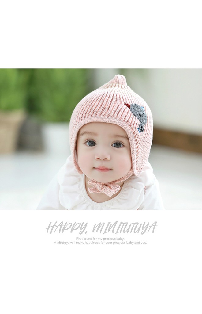 หมวกไหมพรมยอดแหลมแต่งลูกเจี๊ยบหัวโตน่ารัก TUTUYA