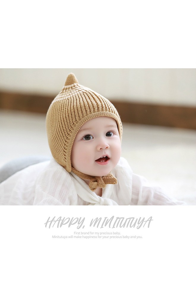 หมวกไหมพรมยอดแหลมแต่งลูกเจี๊ยบหัวโตน่ารัก TUTUYA
