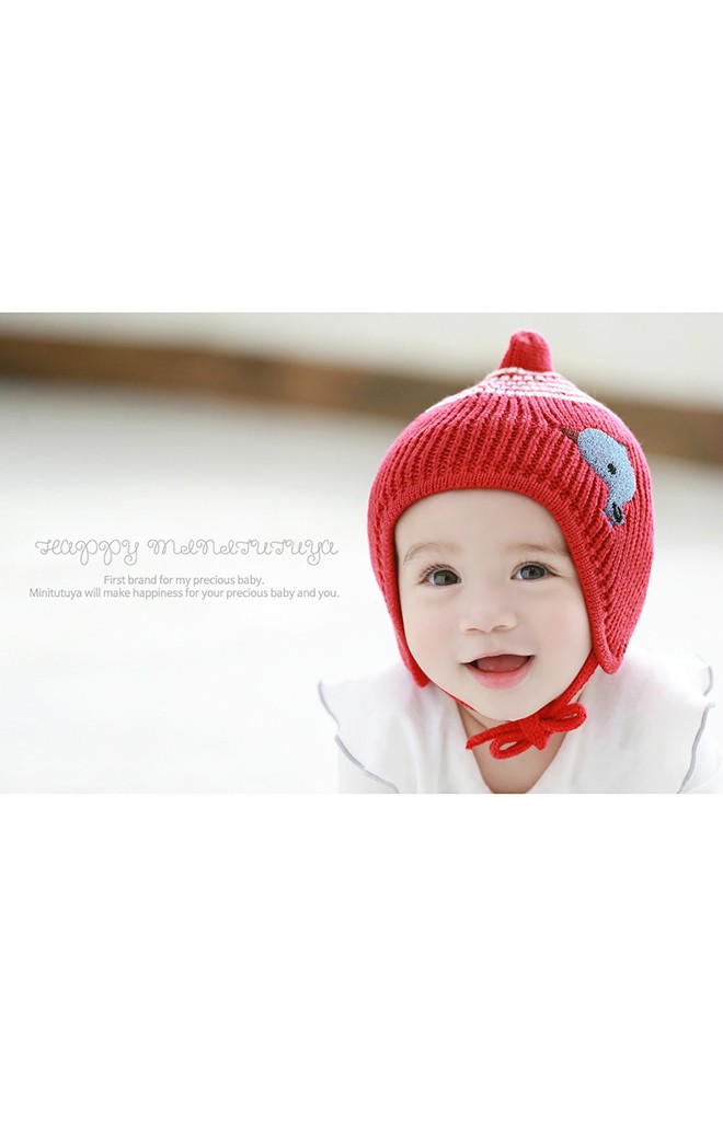 หมวกไหมพรมยอดแหลมแต่งลูกเจี๊ยบหัวโตน่ารัก TUTUYA