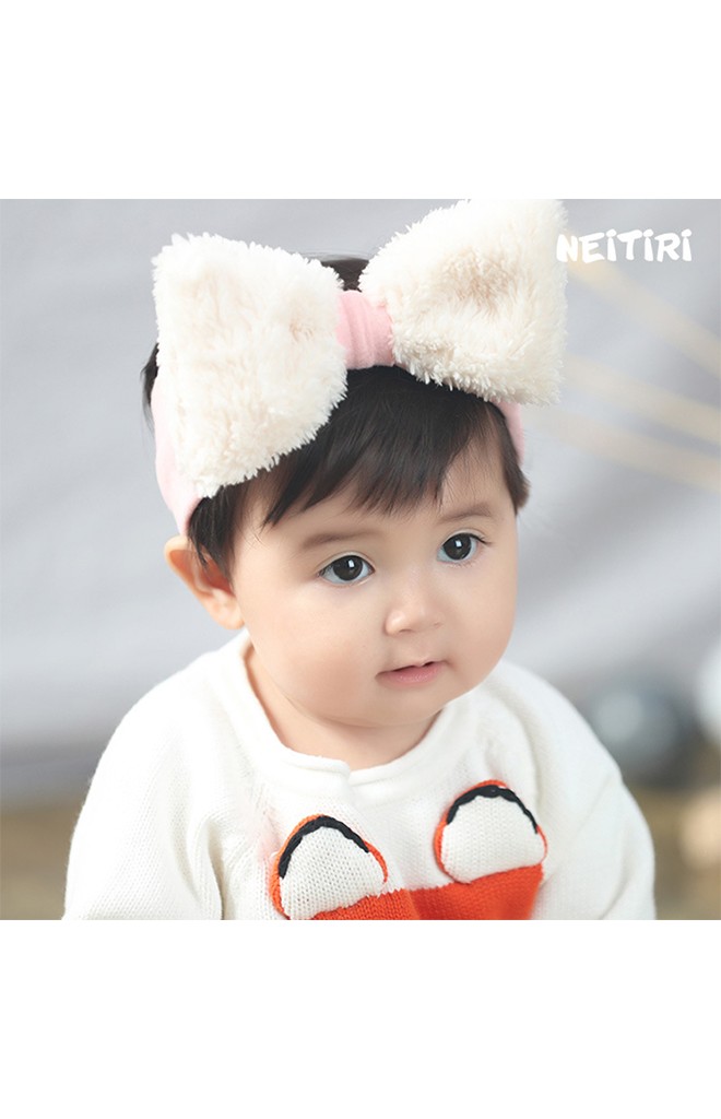 ผ้าคาดผมโบว์ใหญ่ ผ้าฟูนุ่ม Angel Neitiri