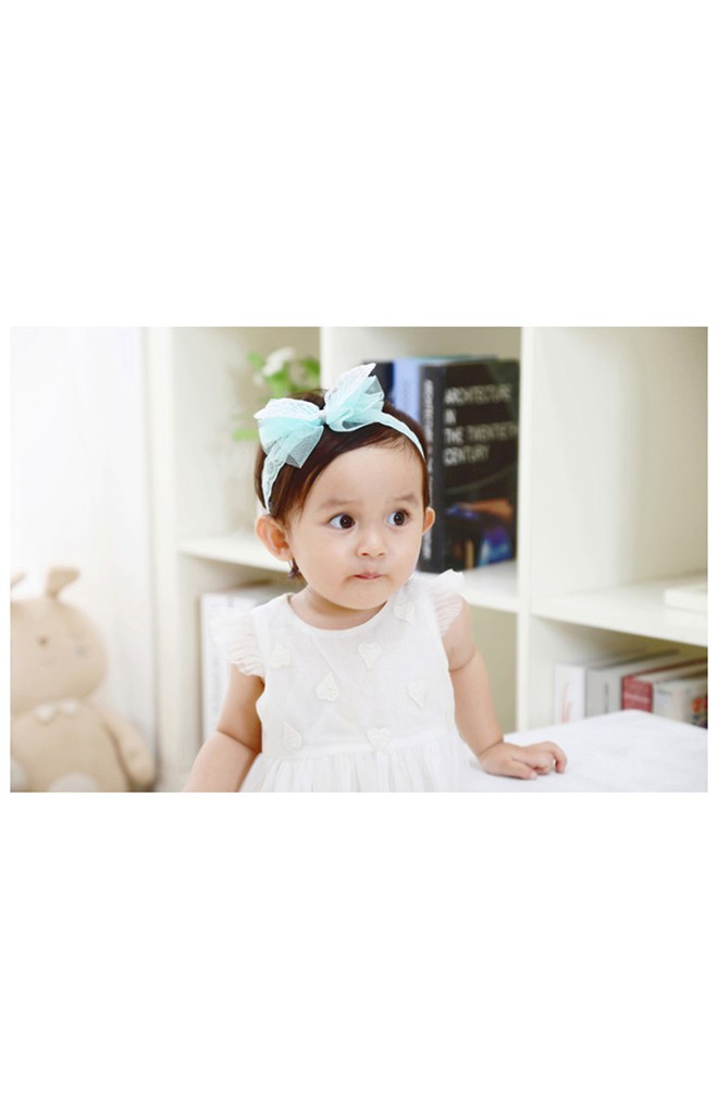 สายคาดผมโบว์แต่งลูกไม้ลายใบไม้