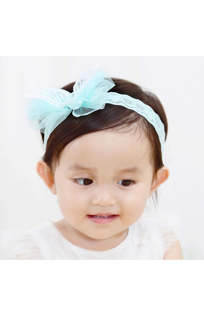 สายคาดผมโบว์แต่งลูกไม้ลายใบไม้