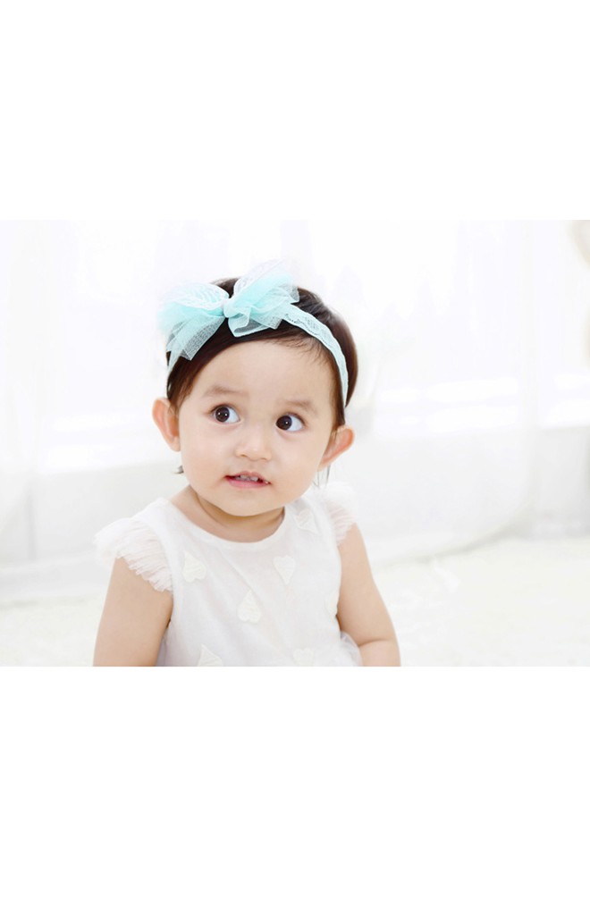 สายคาดผมโบว์แต่งลูกไม้ลายใบไม้