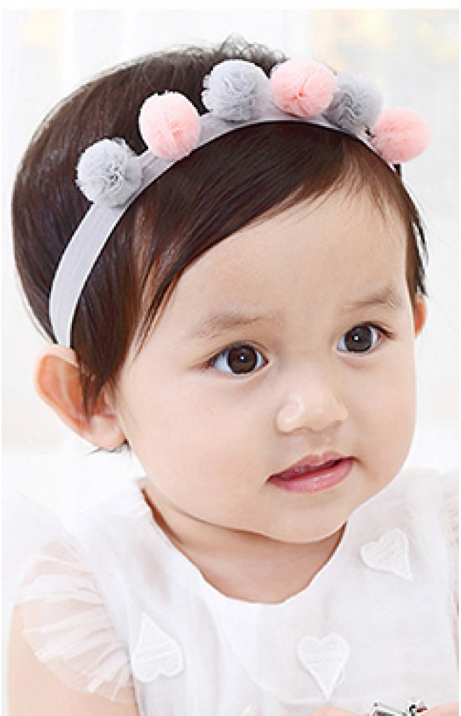 สายคาดผมแต่งปอมปอมสลับสี สายคาดผมแต่งปอมปอมสลับสี