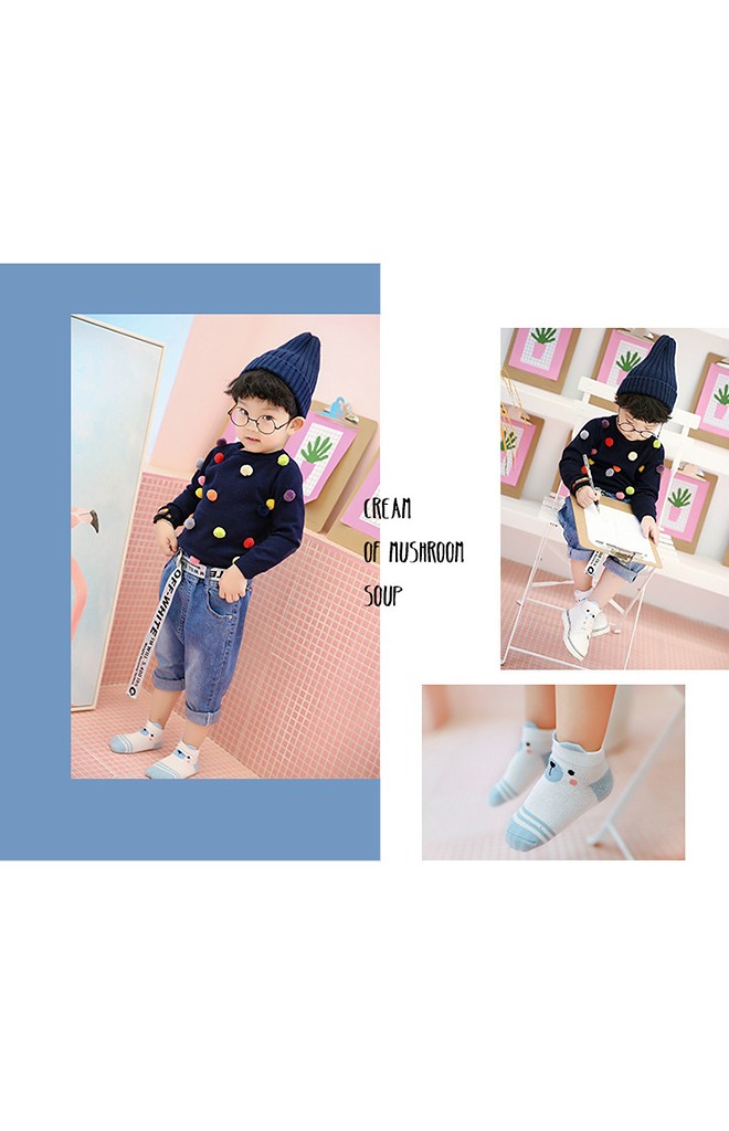 เซ็ตถุงเท้าเด็กแพ็ค 3 คู่ ลายหมีน้อย สีเหลือง ฟ้า และชมพู