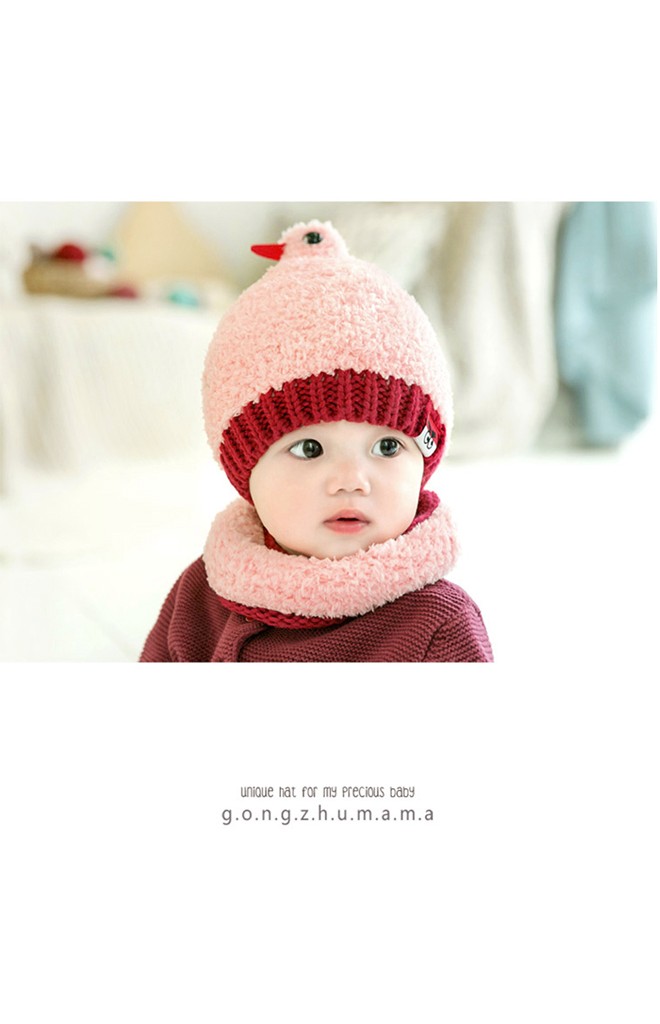 เซ็ตหมวกกันหนาวรูปนกน่ารักมาพร้อมผ้าสวมคอ