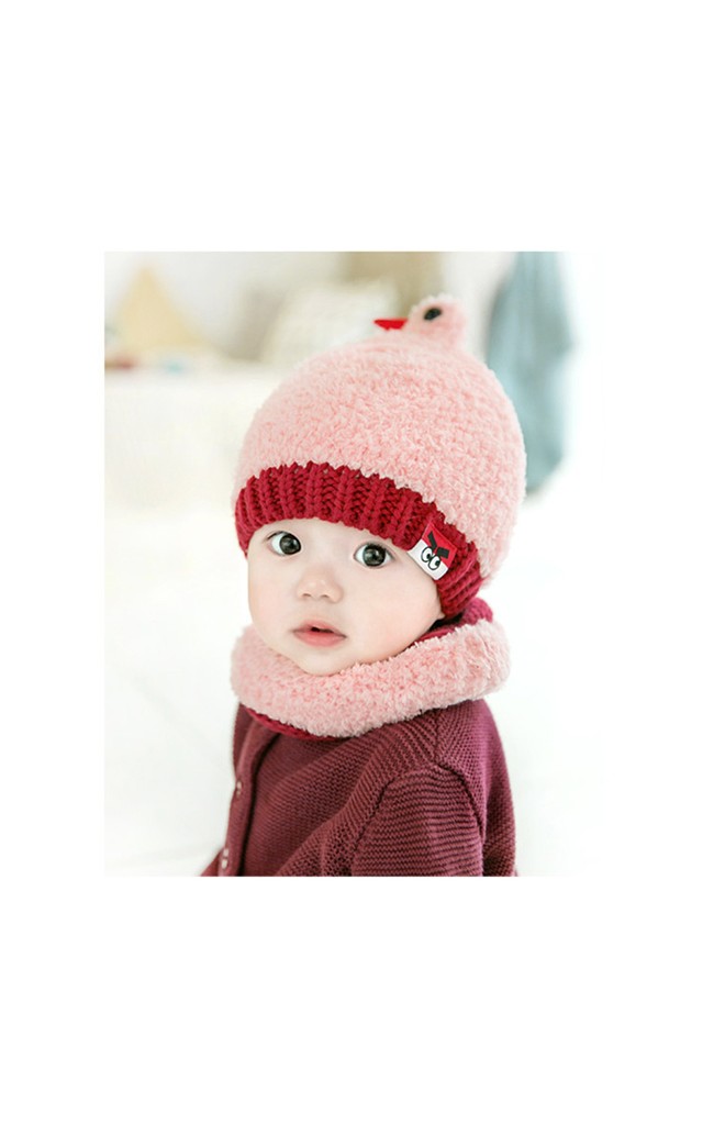 เซ็ตหมวกกันหนาวรูปนกน่ารักมาพร้อมผ้าสวมคอ