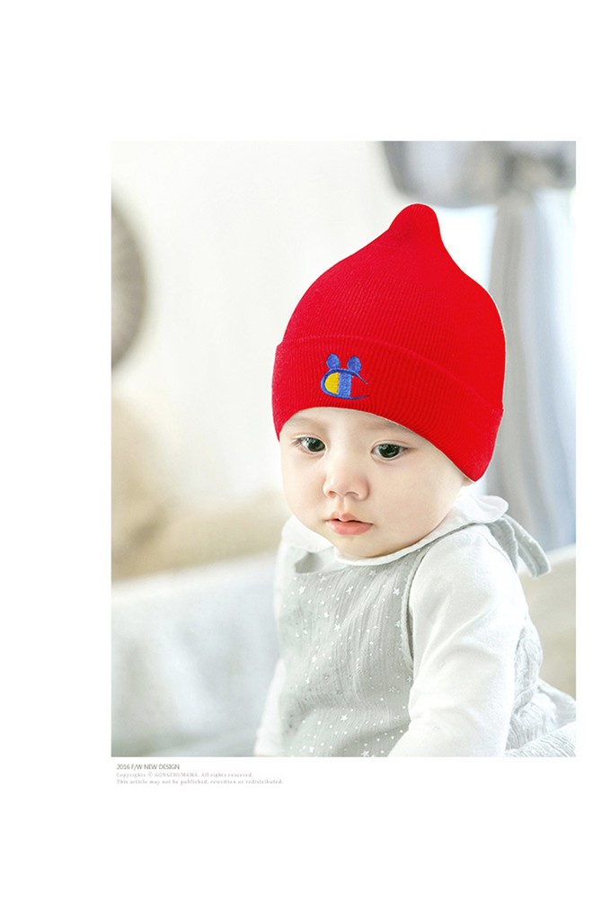 หมวกบีนนี่ยอดแหลมพับขอบปักมิกกี้ GZMM