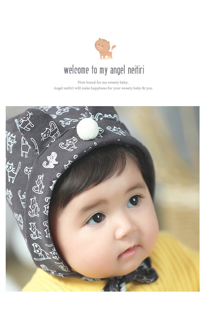 หมวกบอนเนตลายแมวแต่งหูน่ารัก จาก Angel Neitiri