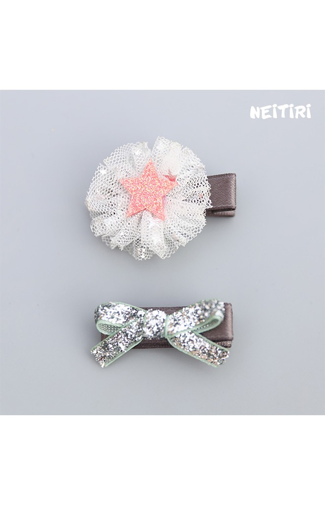 กิ๊บเด็กเซ็ต 2 ชิ้น รูปโบว์และดาวแต่งระบาย Angel Neitiri