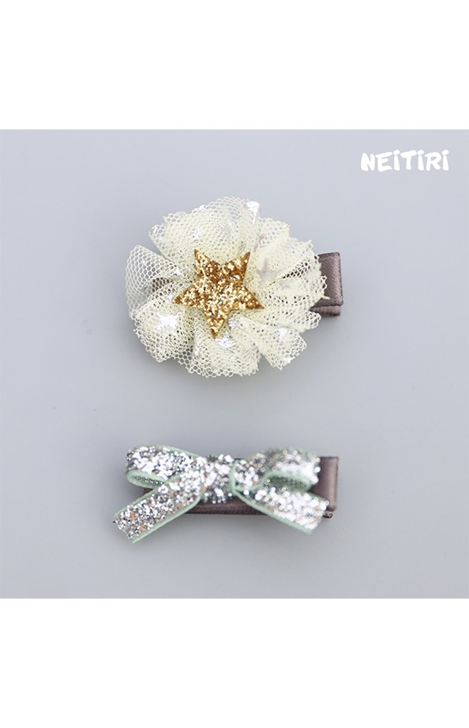 กิ๊บเด็กเซ็ต 2 ชิ้น รูปโบว์และดาวแต่งระบาย Angel Neitiri