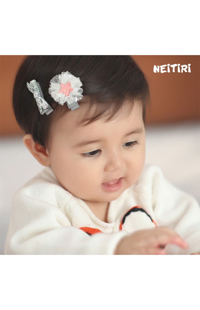 กิ๊บเด็กเซ็ต 2 ชิ้น รูปโบว์และดาวแต่งระบาย Angel Neitiri