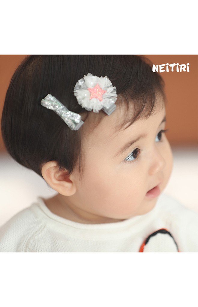 กิ๊บเด็กเซ็ต 2 ชิ้น รูปโบว์และดาวแต่งระบาย Angel Neitiri