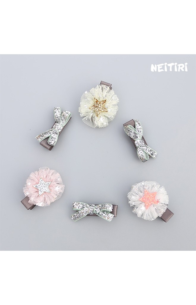 กิ๊บเด็กเซ็ต 2 ชิ้น รูปโบว์และดาวแต่งระบาย Angel Neitiri