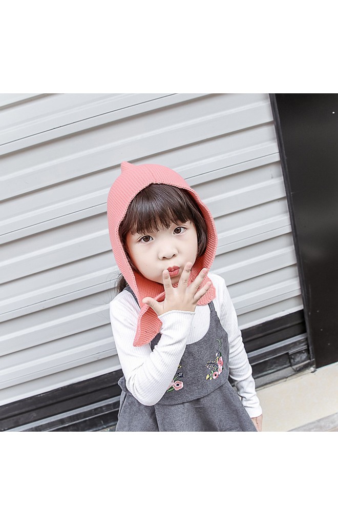 หมวกไหมพรมสาวน้อยยอดแหลม ปลายล่างยาวผูกเป็นโบว์
