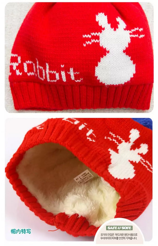 เซ็ตหมวกไหมพรม Rabbit มาพร้อมผ้าพันคอ