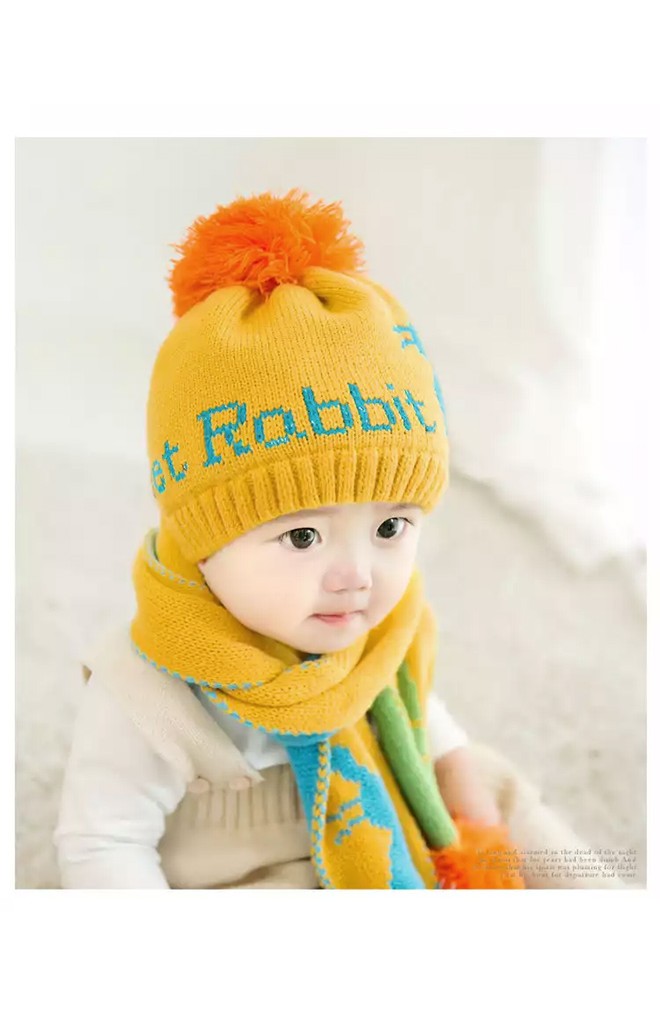 เซ็ตหมวกไหมพรม Rabbit มาพร้อมผ้าพันคอ