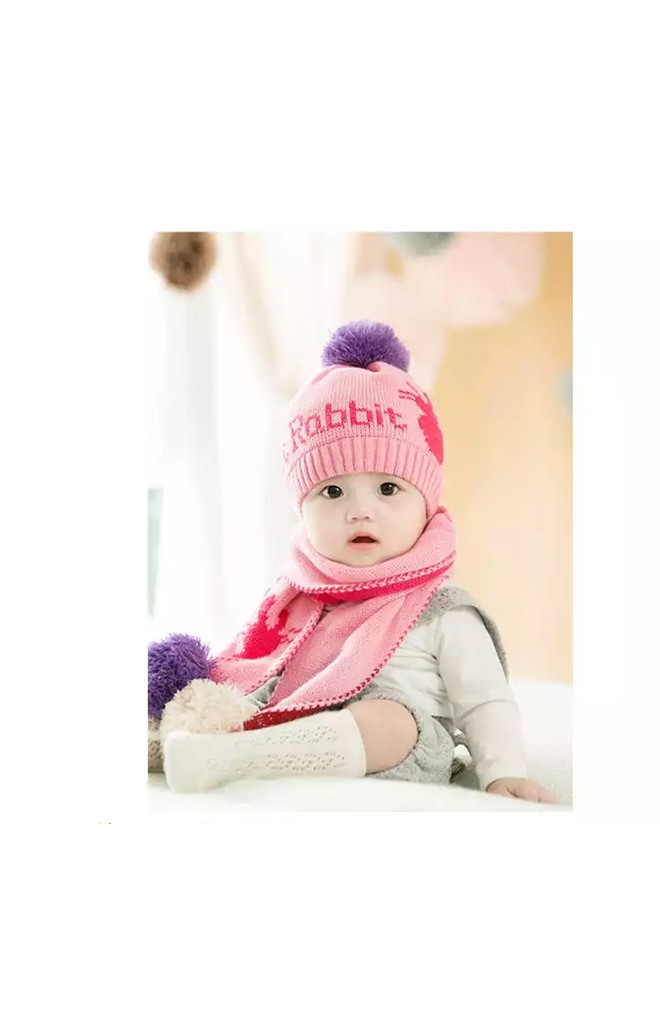 เซ็ตหมวกไหมพรม Rabbit มาพร้อมผ้าพันคอ