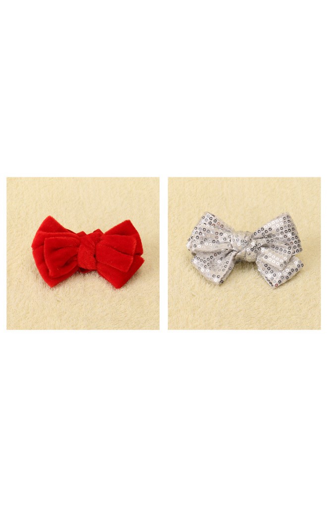 โบว์คาดผมแพ็ค 2 ชิ้น สีเทาและแดง