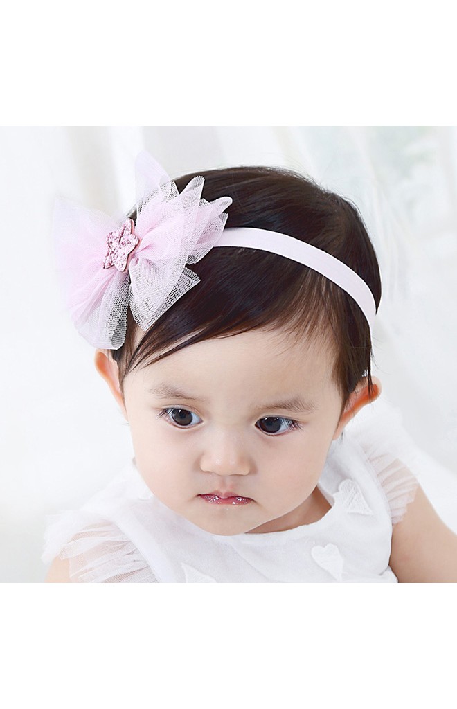 สายคาดผมโบว์ผ้าโปร่งแต่งดาวเลื่อมน่ารัก