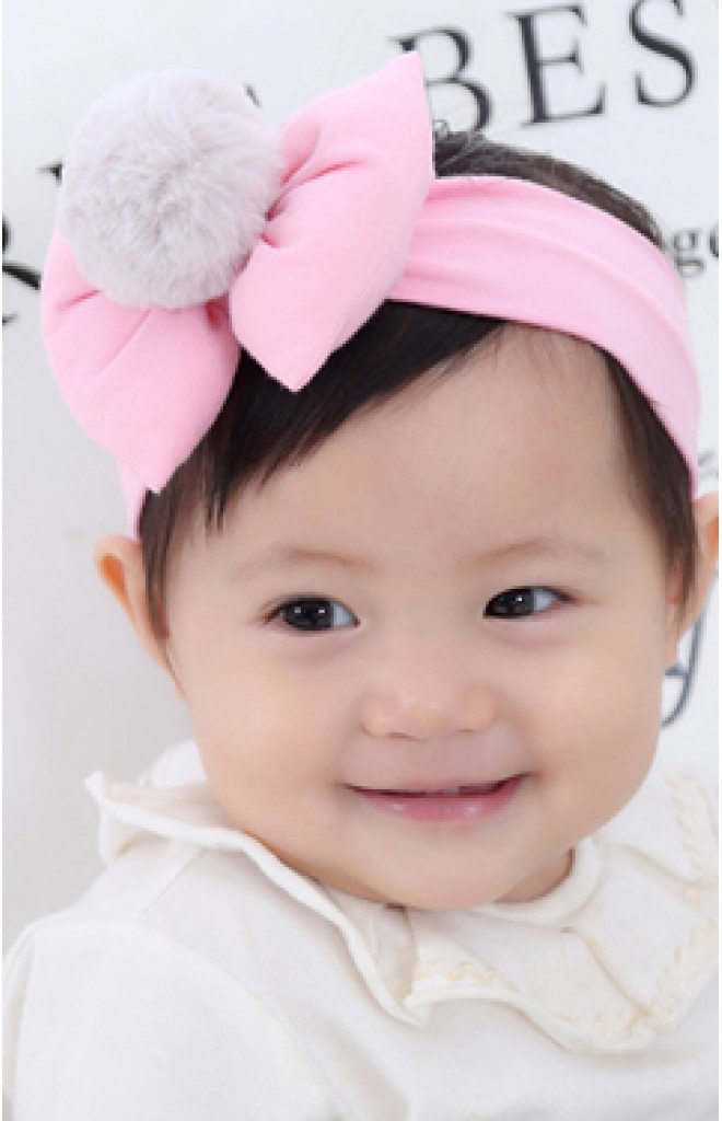 สายคาดผมโบว์นูนแต่งปอมใหญ่ สายคาดผมโบว์นูนแต่งปอมใหญ่