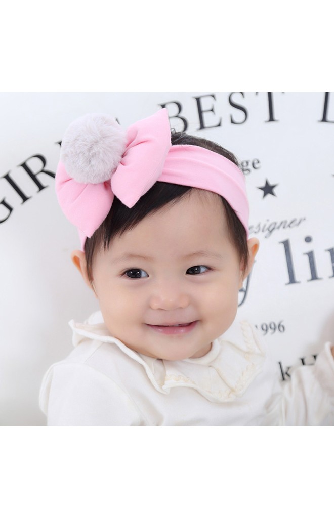 สายคาดผมโบว์นูนแต่งปอมใหญ่