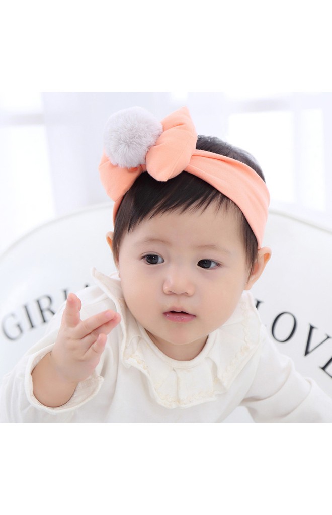 สายคาดผมโบว์นูนแต่งปอมใหญ่