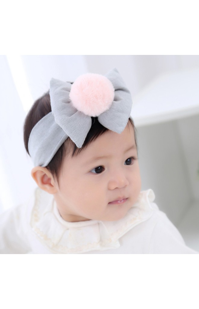 สายคาดผมโบว์นูนแต่งปอมใหญ่
