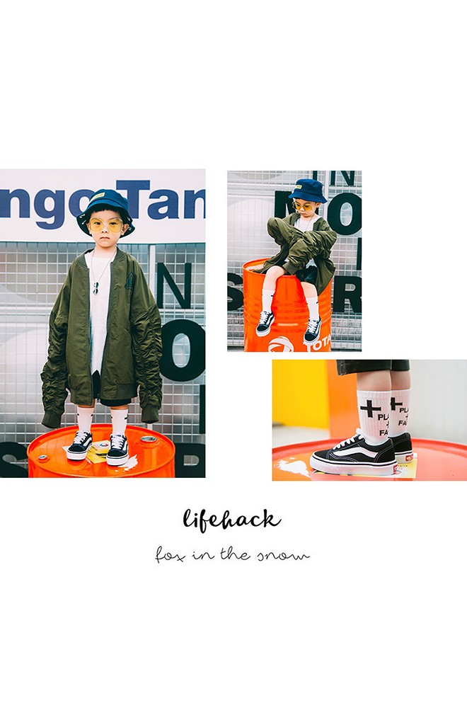 ถุงเท้าเด็กลายอักษร PLACE + FACES ไม่มีกันลื่น