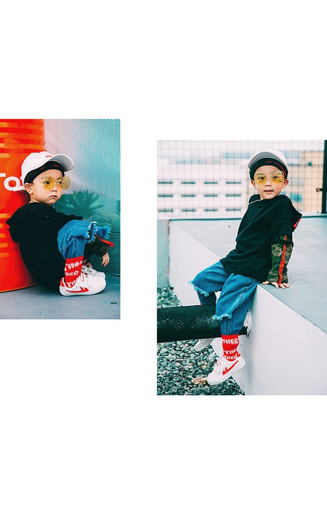 ถุงเท้าเด็กลายอักษร THRASHER ไม่มีกันลื่น