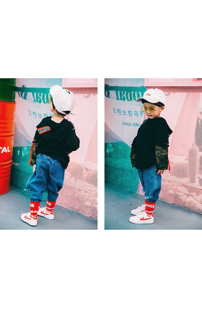 ถุงเท้าเด็กลายอักษร THRASHER ไม่มีกันลื่น