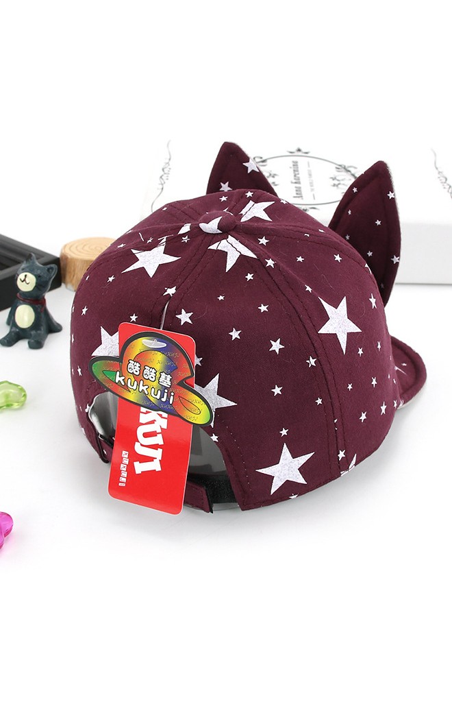 หมวกแก๊ปหูกระต่ายลายดาว จาก KUKUJI