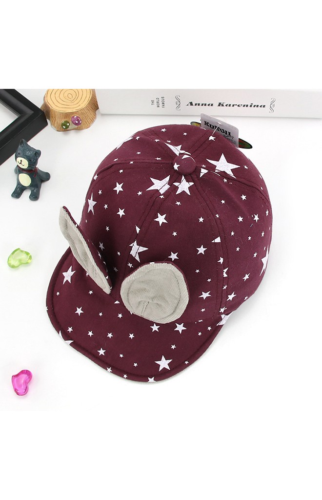 หมวกแก๊ปหูกระต่ายลายดาว จาก KUKUJI