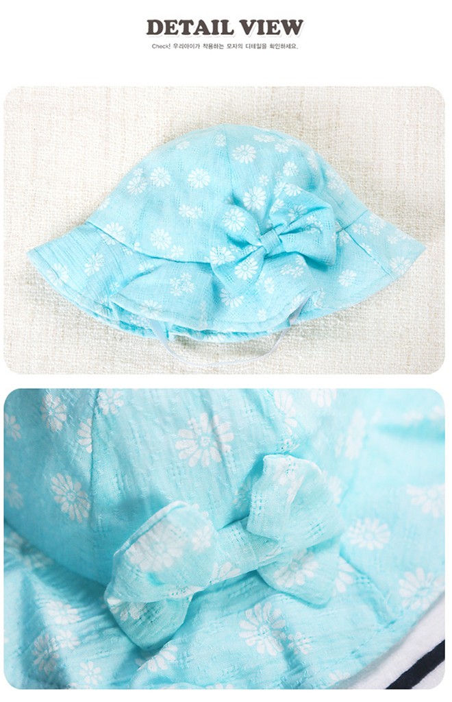 หมวกสาวน้อยลายดอกซี่ แต่งโบว์น่ารัก