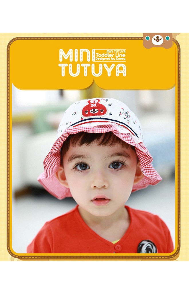 หมวกเด็กหญิงปักกระต่ายน้อย ชายระบายสองชั้น TUTUYA