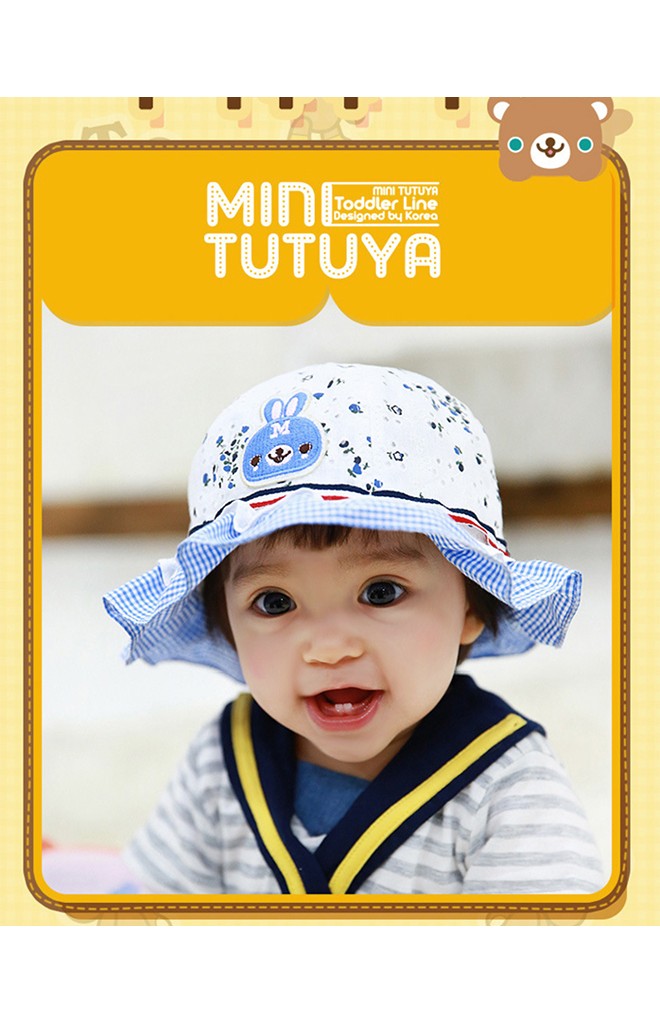 หมวกเด็กหญิงปักกระต่ายน้อย ชายระบายสองชั้น TUTUYA