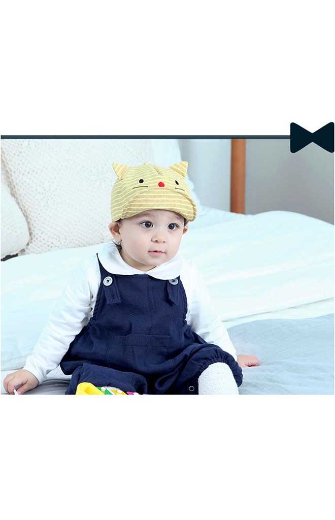 หมวกแมวเหมียวลายขวาง ปีกหมวกปักรูปปลา TIANYIBEAR
