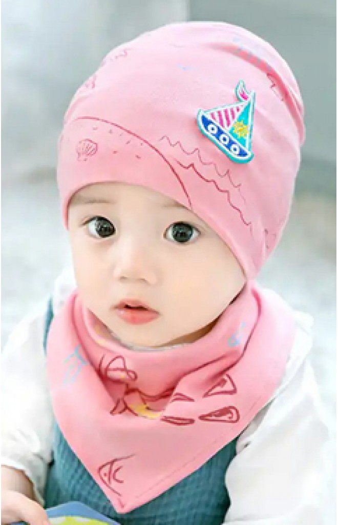 เซ็ตหมวกเด็กลายท้องทะเลแต่งรูปเรือใบมาพร้อมผ้ากันเปื้อน GZMM เซ็ตหมวกเด็กลายท้องทะเลแต่งรูปเรือใบมาพร้อมผ้ากันเปื้อน GZMM