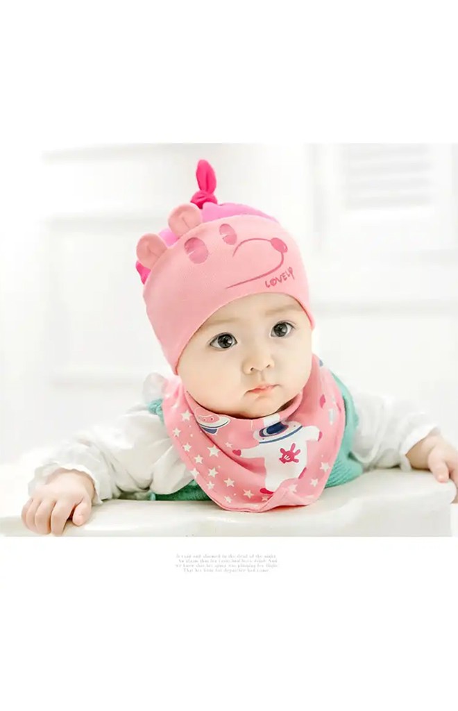 เซ็ตหมวกเด็กอ่อนหน้ามิกกี้มาพร้อมผ้ากันเปื้อนสามเหลี่ยม GZMM