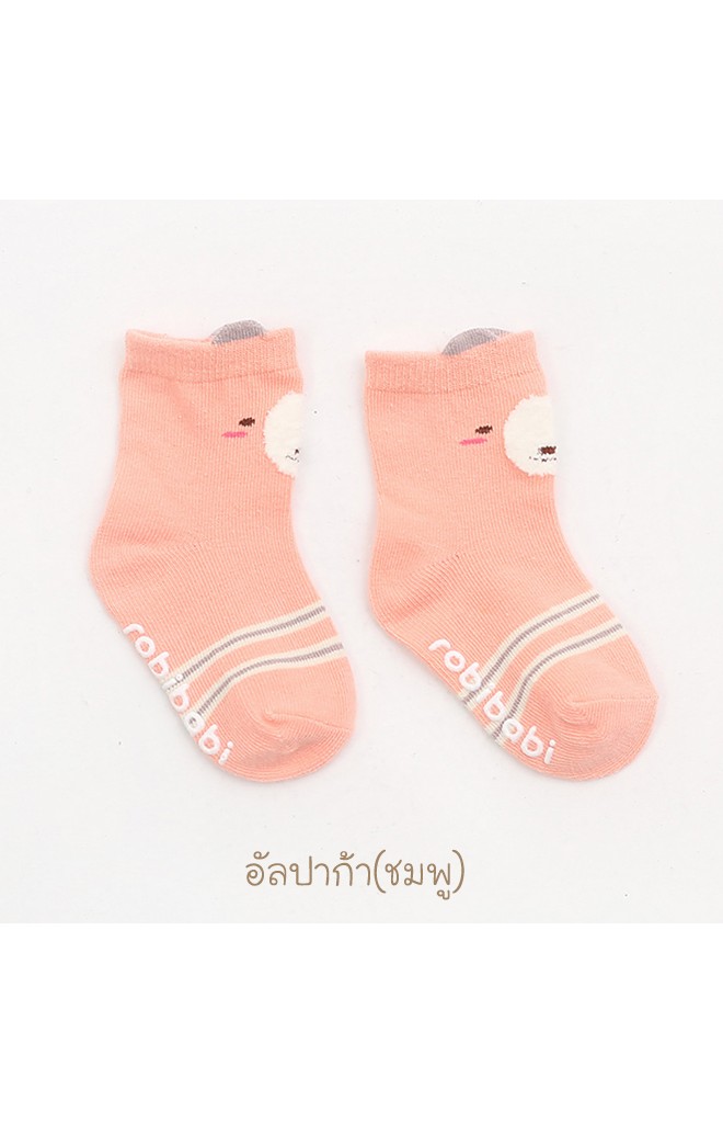 ถุงเท้าเด็กลายหน้าสัตว์ขนปุยน่ารัก มีกันลื่น