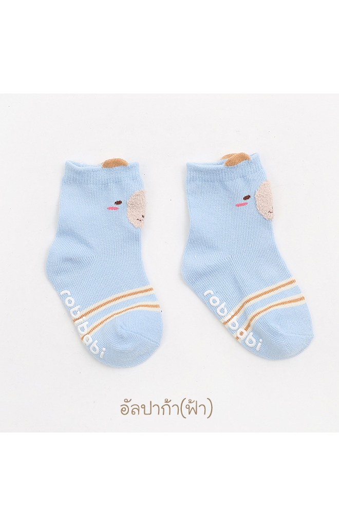 ถุงเท้าเด็กลายหน้าสัตว์ขนปุยน่ารัก มีกันลื่น